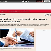 Operaciones de venture capital y private equity se duplicaran este ao